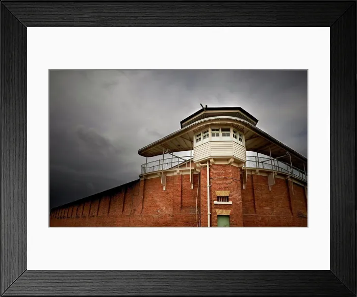 Framed Print : Bogo Road Gaol watch tower against stormy sky Framed Print : Bogo Road Gaol watch tower against stormy sky