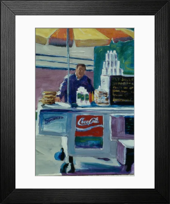 Framed Print : Pretzel Vendor by Patti Mollica, 2000, Collection of the Artist Framed Print : Pretzel Vendor by Patti Mollica, 2000, Collection of the Artist