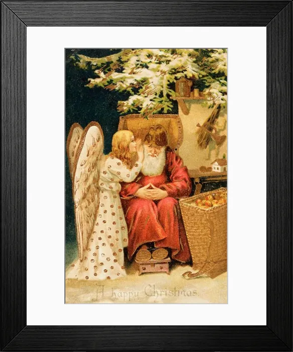 Framed Print : Santa with an Angel Nostalgia Cards Framed Print : Santa with an Angel Nostalgia Cards