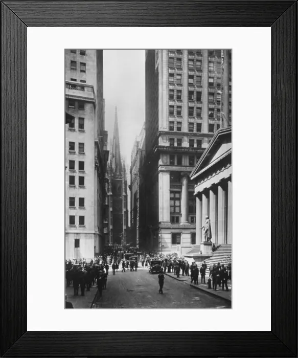 Framed Print : Group of people in the street, Wall Street, Manhattan, New York City, New York, USA, c. 1935 Framed Print : Group of people in the street, Wall Street, Manhattan, New York City, New York, USA, c. 1935