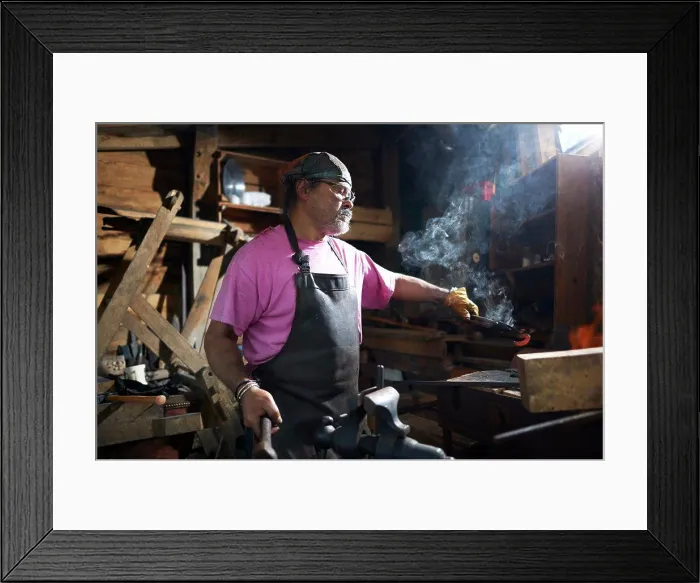 Framed Print : Blacksmith working in his forge Framed Print : Blacksmith working in his forge