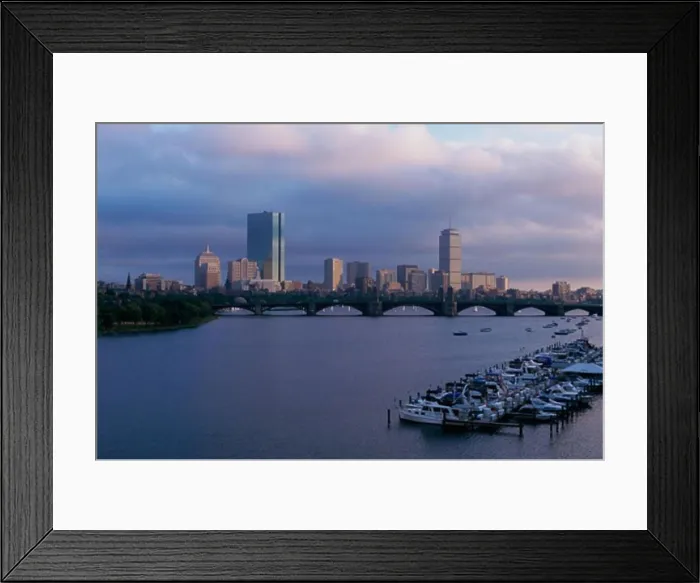 Framed Print : Boats docked in a harbor, Charles River, Boston, Massachusetts, USA