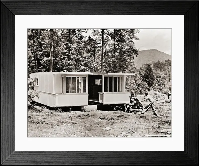 Framed Print : Assembling Trailer House for TVA Workers
