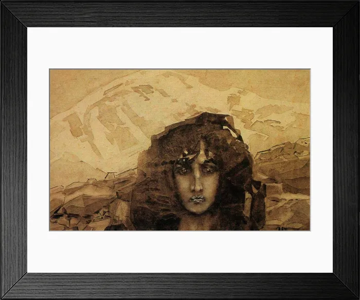 Framed Print : Head of Demon by Mikhail Alexandrovich Vrubel
