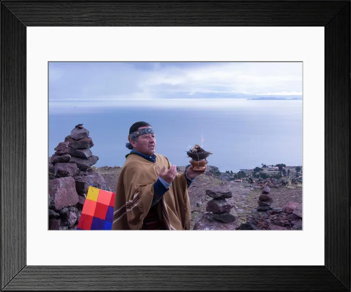 Framed Print : Shamanic ceremony, Island of Amantani, Lake Titicaca, Peru