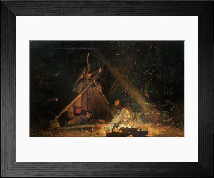 Framed Print : Camp Fire 1880 Oil on canvas Winslow Homer; American (1836-1910)