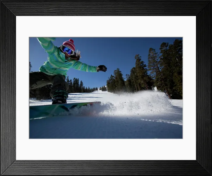 Framed Print : Snowboarder at a ski resort in California Framed Print : Snowboarder at a ski resort in California