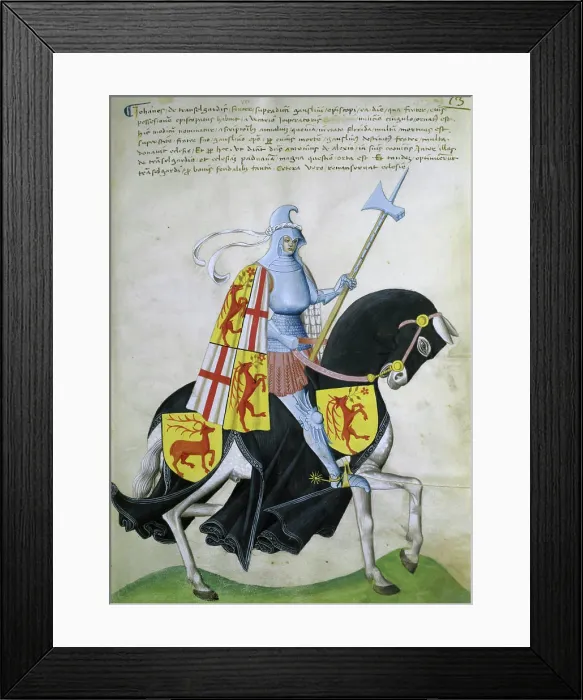 Framed Print : Female Knight and Black Horse: Capodilista Codex Manuscript Illumination Biblioteca Civica, Padua Framed Print : Female Knight and Black Horse: Capodilista Codex Manuscript Illumination Biblioteca Civica, Padua