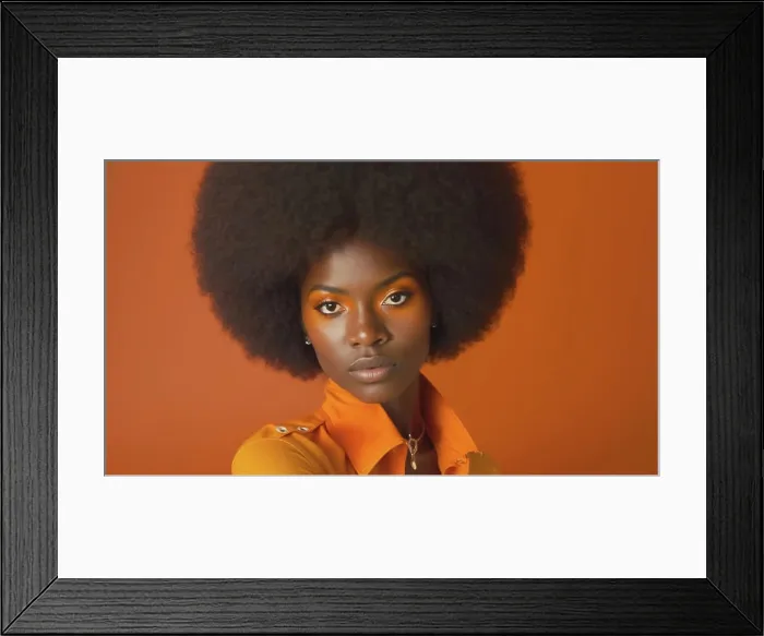 Framed Print : Image AI. African American Woman with Afro style haircut 1970s Framed Print : Image AI. African American Woman with Afro style haircut 1970s