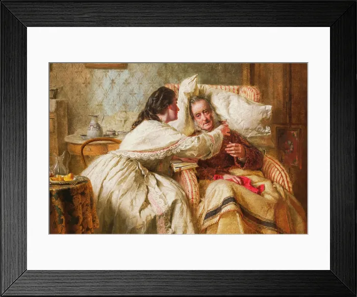 Framed Print : Painting titled Woman's Mission:Comfort of Old Age by George Elgar Hicks dated 1862 Framed Print : Painting titled Woman's Mission:Comfort of Old Age by George Elgar Hicks dated 1862