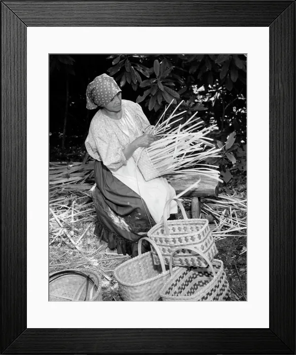 Framed Print : Cherokee woman weaving a basket Framed Print : Cherokee woman weaving a basket