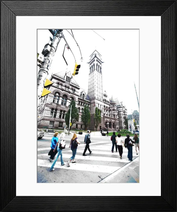 Framed Print : Pedestrian cross street in front of Old City Hall, downtown Toronto, Ontario, Canada