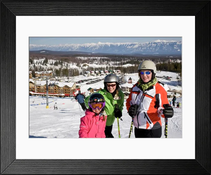 Framed Print : Family enjoys day of skiing at Kimberley Alpine Resort, British Columbia, Canada. model release ´s 08302, 08303, 08304