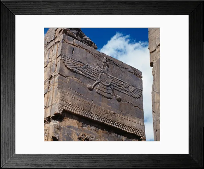 Framed Print : Iran, Takht-E Jamshid, ruins of Persepolis, symbol of Ahura Mazda