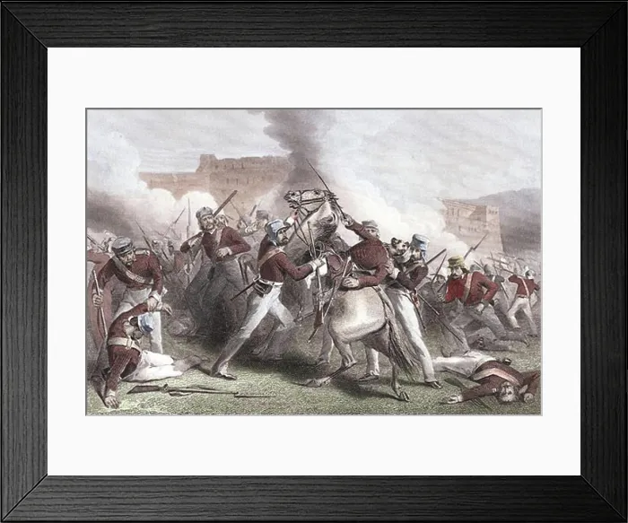Framed Print : Indian Mutiny 1857-59: Death of Brigadier Adrian Hope during British attack on Fort Roodamow 15 April 1858 Framed Print : Indian Mutiny 1857-59: Death of Brigadier Adrian Hope during British attack on Fort Roodamow 15 April 1858