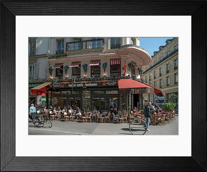 Framed Print : Typical Parisian cafe, Cafe Du Temple, 14 Rue du Faubourg du Temple, Paris, France, Europe Framed Print : Typical Parisian cafe, Cafe Du Temple, 14 Rue du Faubourg du Temple, Paris, France, Europe