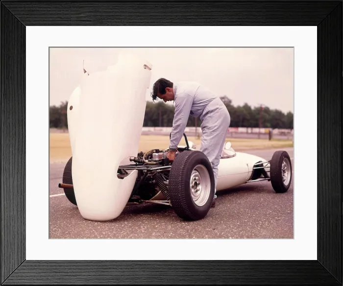 Framed Print : 1960S 1970S Man Mechanic Hood Up White Sports Race Racing Car Work Working On Engine Framed Print : 1960S 1970S Man Mechanic Hood Up White Sports Race Racing Car Work Working On Engine
