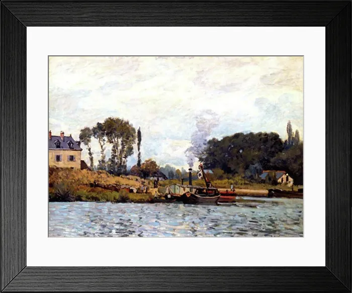 Framed Print : Boats on the Canal, 1873, Alfred Sisley, (1839-1899 / French), Musee d'Orsay, Paris
