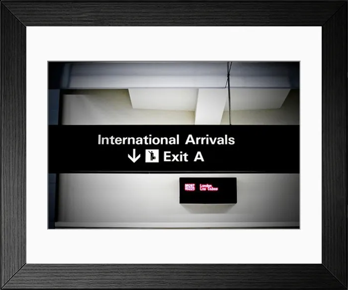 Framed Print : International Arrivals sign at San Francisco International Airport, California, USA