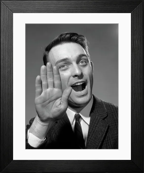 Framed Print : 1960S Man Hand Up Stop Halt Gesture Framed Print : 1960S Man Hand Up Stop Halt Gesture