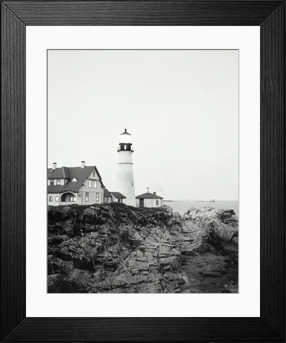 Framed Print : Low angle view of a lighthouse on the coast, Portland Head Lighthouse, Cape Elizabeth, Maine, USA