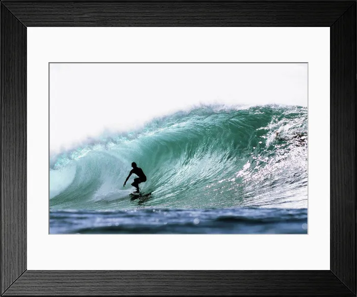 Framed Print : Hawaii, Oahu, North Shore, Afternoon surfing on large waves