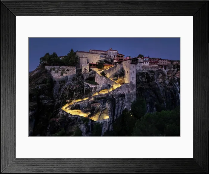 Framed Print : Megalo Meteoro Monastery in the blue hour before sunrise, Meteora, UNESCO World Heritage Site, Thessaly, Greece, Europe Framed Print : Megalo Meteoro Monastery in the blue hour before sunrise, Meteora, UNESCO World Heritage Site, Thessaly, Greece, Europe