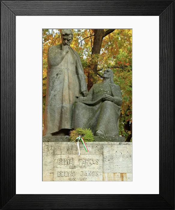 Framed Print : Romania, Targu Mures, Farkas Bolyai, Janos Bolyai, Hungarian, Mathematicians, Statue