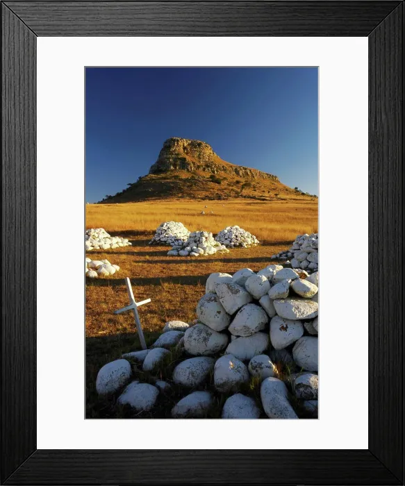 Framed Print : Cairns of white stones