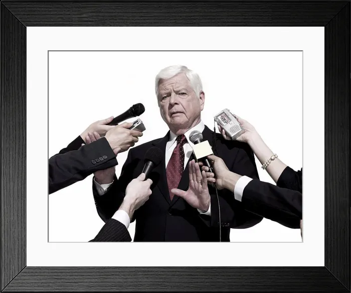 Framed Print : Politician and journalists