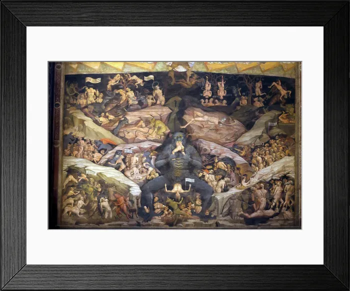 Framed Print : Lucifer Eating Sinners, Heaven and Hell fresco