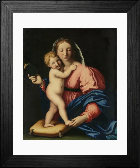 Framed Print : Virgin And Child. Madonna with the Christ child standing on a pillow for yourself Framed Print : Virgin And Child. Madonna with the Christ child standing on a pillow for yourself