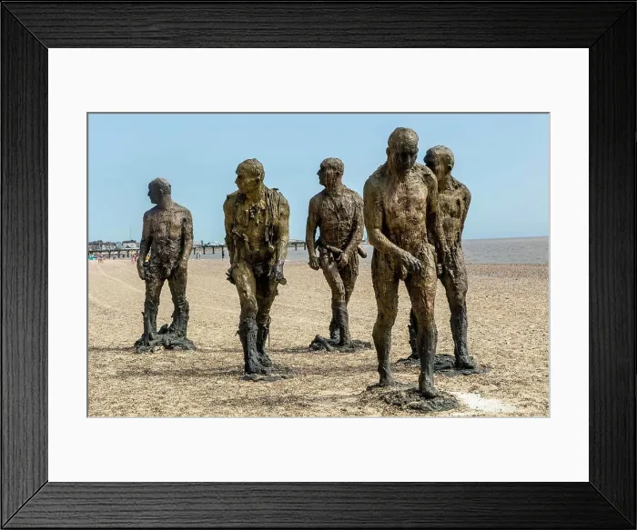 Framed Print : Walking Men artwork bronze sculptures by Laurence Edwards, South Beach, Lowestoft, Suffolk, England, UK July 2024 Framed Print : Walking Men artwork bronze sculptures by Laurence Edwards, South Beach, Lowestoft, Suffolk, England, UK July 2024