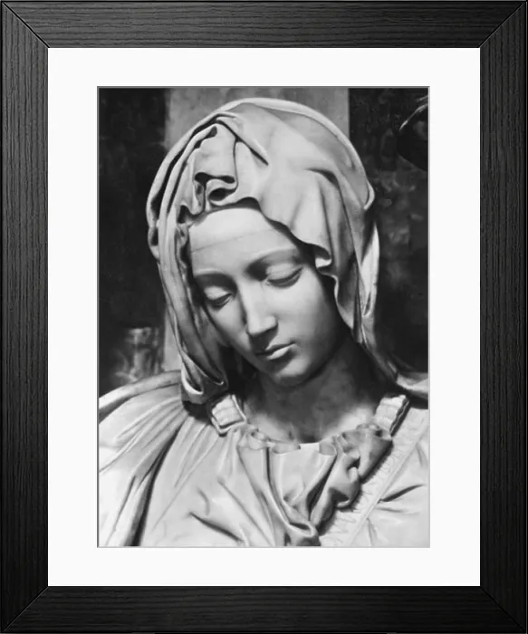 Framed Print : Pieta (Detail of Mary) 1498-99 Michelangelo Buonarroti (1475-1564 Italian) Marble St. Peter's Basilica, Vatican City Framed Print : Pieta (Detail of Mary) 1498-99 Michelangelo Buonarroti (1475-1564 Italian) Marble St. Peter's Basilica, Vatican City