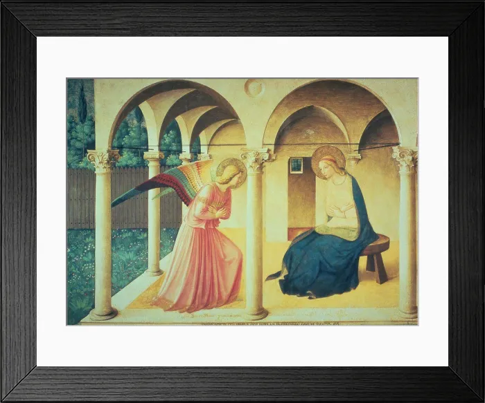 Framed Print : The Annunciation 1438-1445 Fra Angelico (ca.1395-1455 Italian) Fresco Museo di San Marco, Florence, Italy
