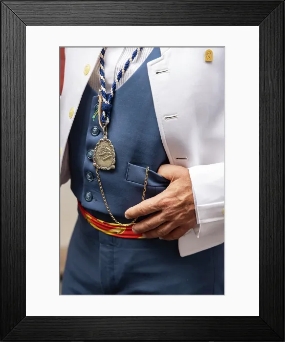 Framed Print : Andujar, Jaen Province, Andalusia, Spain. Man with a medallion at a religious festival. (Editorial Use Only) Framed Print : Andujar, Jaen Province, Andalusia, Spain. Man with a medallion at a religious festival. (Editorial Use Only)