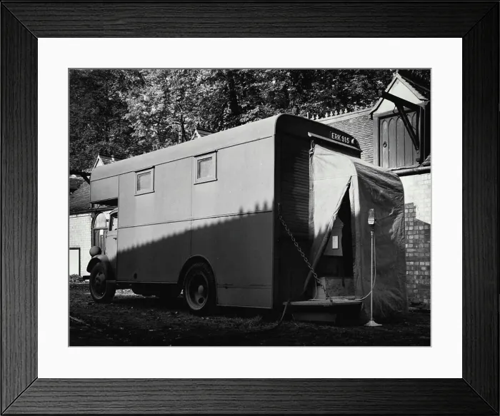Framed Print : BBC Mobile Control Room -- For use in emergency to replace any studio premises which may be put out of action Framed Print : BBC Mobile Control Room -- For use in emergency to replace any studio premises which may be put out of action