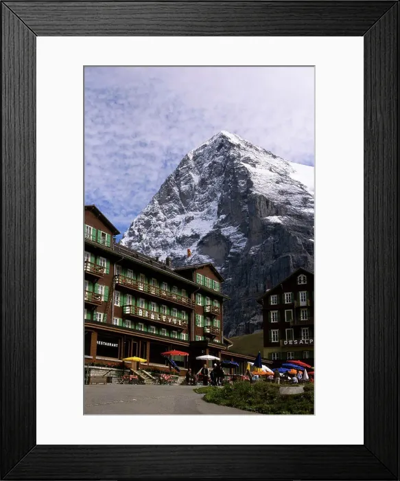 Framed Print : Switzerland, Bernese Oberland, Kleine Scheidegg, Restaurants With Eiger Mountain Framed Print : Switzerland, Bernese Oberland, Kleine Scheidegg, Restaurants With Eiger Mountain