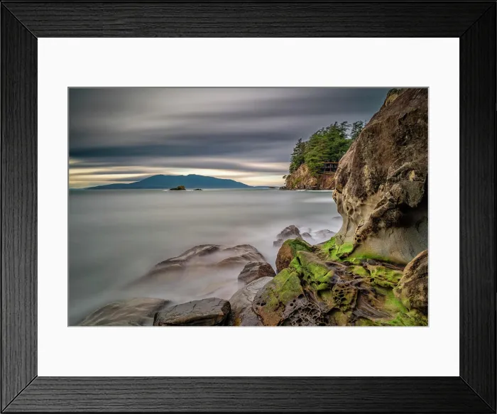 Framed Print : USA, Washington, Bellingham. Landscape abstract of ocean and shoreline Framed Print : USA, Washington, Bellingham. Landscape abstract of ocean and shoreline