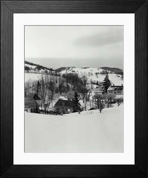 Framed Print : High angle view of buildings on a snow covered landscape, East Corinth, Vermont, USA Framed Print : High angle view of buildings on a snow covered landscape, East Corinth, Vermont, USA