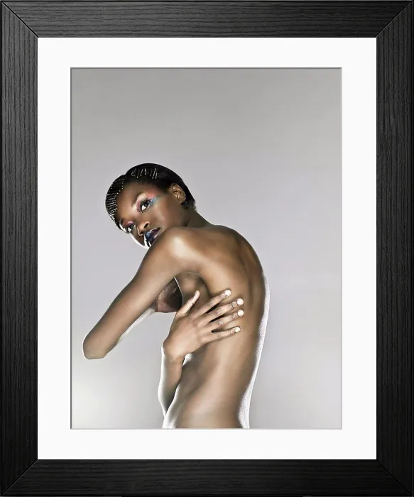 Framed Print : Nude young woman covering chest Framed Print : Nude young woman covering chest