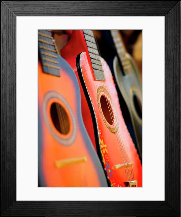 Framed Print : USA, California, Los Angeles, El Pueblo de Los Angeles Historic Monument, small guitars on display in market Framed Print : USA, California, Los Angeles, El Pueblo de Los Angeles Historic Monument, small guitars on display in market