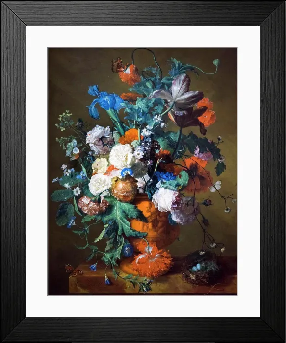 Framed Print : Flowers in Urn; c; 1720 Oil on panel Jan Van Huysone; Dutch; 1682 - 1749