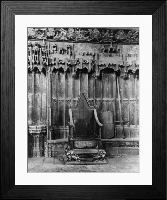 Framed Print : Coronation -- The Coronation chair in Westminster Abbey. December 29, 1950. (Photo by Dorien Leigh Ltd.)