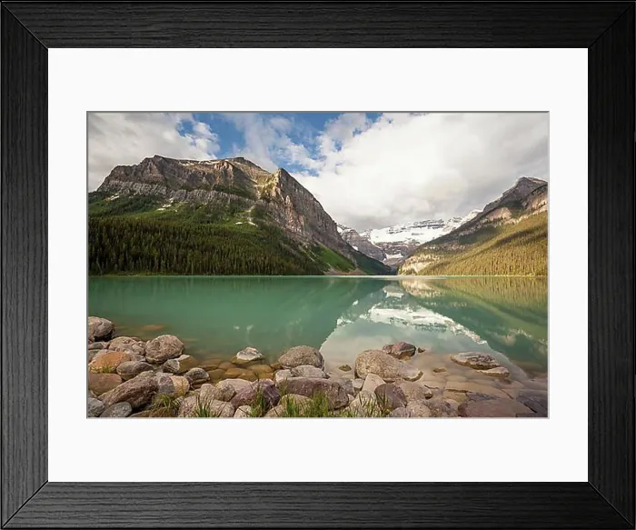 Framed Print : Mountains reflected in Lake Louise, Banff National Park, Canada, North America Framed Print : Mountains reflected in Lake Louise, Banff National Park, Canada, North America