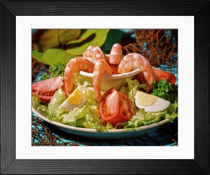 Framed Print : 1980s SHRIMP COCKTAIL TOMATOES AND HARD BOILED EGGS Framed Print : 1980s SHRIMP COCKTAIL TOMATOES AND HARD BOILED EGGS
