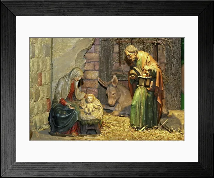 Framed Print : Christmas crib, nativity figures