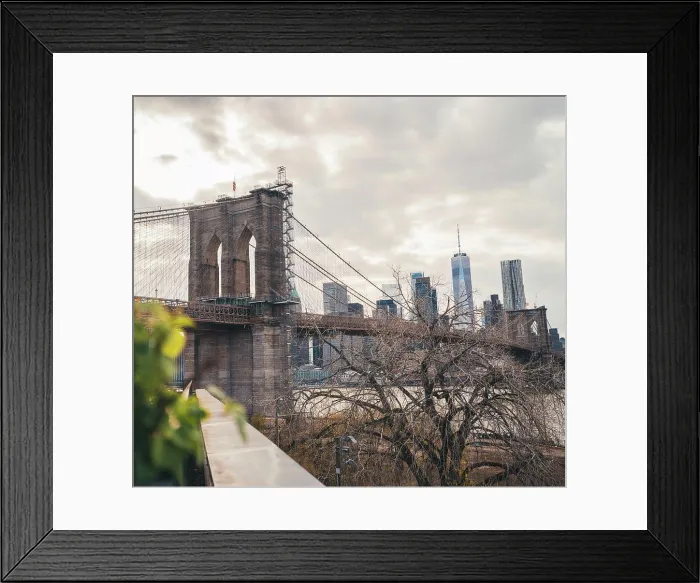 Framed Print : Brooklyn bridge panorama horizon skyline buildings