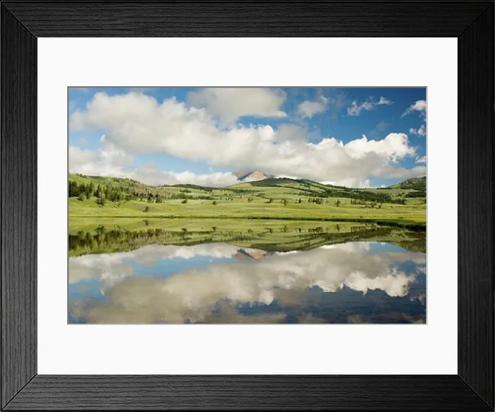 Framed Print : Reflection of clouds in water, Yellowstone National Park, Wyoming, USA Framed Print : Reflection of clouds in water, Yellowstone National Park, Wyoming, USA