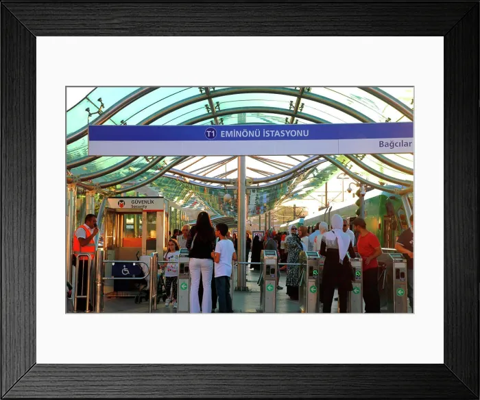 Framed Print : Turkey, Istanbul (municipality of Fatih), quarter of Eminönü, trams station Framed Print : Turkey, Istanbul (municipality of Fatih), quarter of Eminönü, trams station